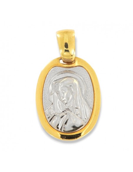Ciondolo Oro Giallo E Bianco Medaglia Madonna [1e7b1f81]