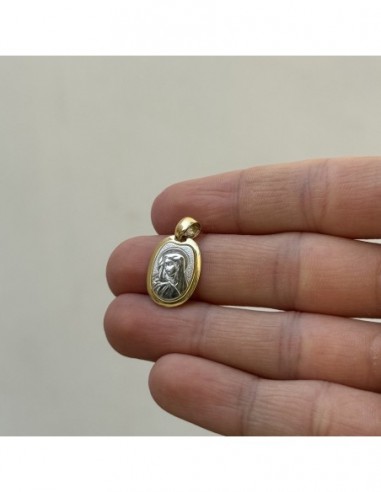 Ciondolo Oro Giallo E Bianco Medaglia Madonna [8278bd91]