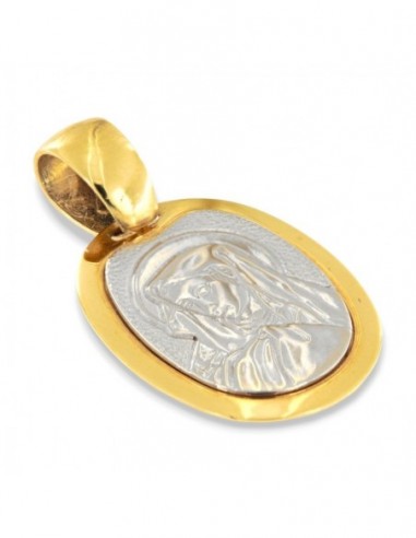 Ciondolo Oro Giallo E Bianco Medaglia Madonna [35657c95]
