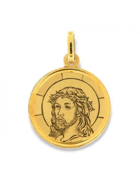 Ciondolo Oro Giallo Medaglia Tonda Gesù Cristo Inciso [a9bff8c6]