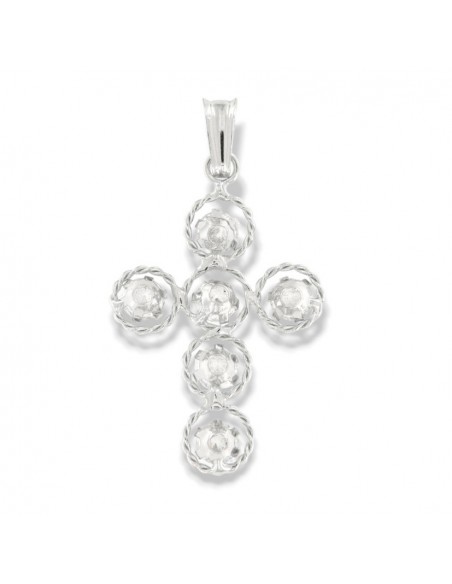 Ciondolo Oro Bianco Crocifisso Zirconi Bianchi A Cerchi [ab96c9e7]