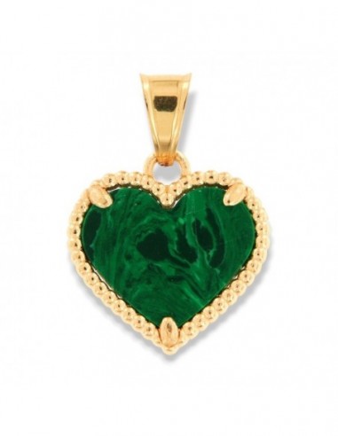 Ciondolo Oro Giallo Cuore Malachite Verde [c6581426]