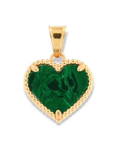 Ciondolo Oro Giallo Cuore Malachite Verde [c6581426]