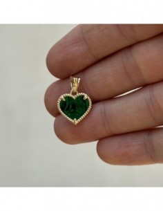 Ciondolo Oro Giallo Cuore Malachite Verde [c6581426] 2