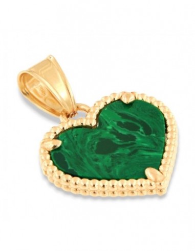 Ciondolo Oro Giallo Cuore Malachite Verde [903e0f08]