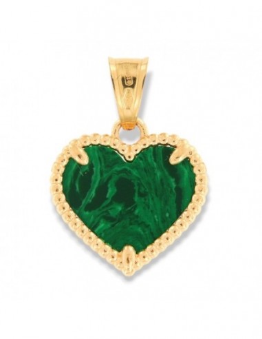 Ciondolo Oro Giallo Cuore Malachite Verde [956e4816]