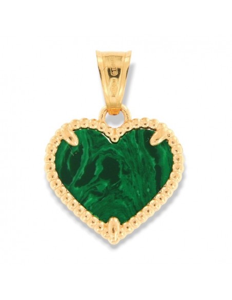 Ciondolo Oro Giallo Cuore Malachite Verde [956e4816]