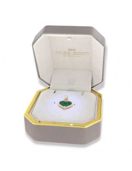 Ciondolo Oro Giallo Cuore Malachite Verde [22738912]