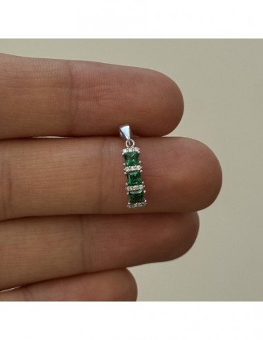 Ciondolo Oro Bianco Punto Luce Zirconi Verdi Bianchi [6190b565]