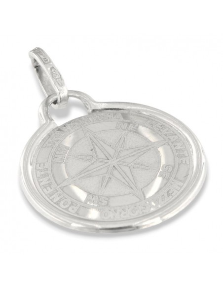 Ciondolo Oro Bianco Rosa Dei Venti Piastra Tonda [574c9ef3]