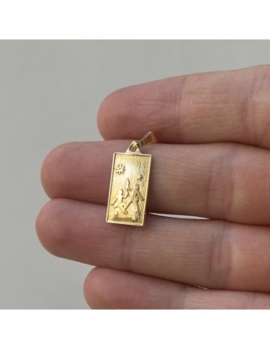 Ciondolo Oro Giallo Piastre Rettangolare Gemelli [aa3d31b1]