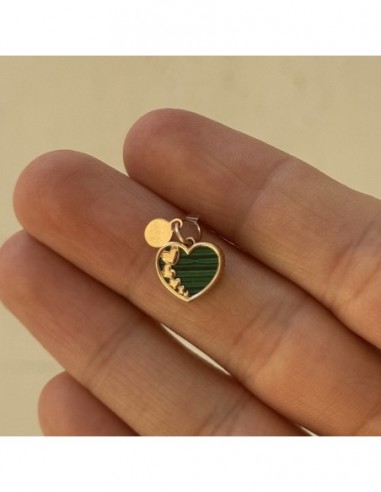 Ciondolo Oro Rosa Cuore Malachite Verde [5fce2907]