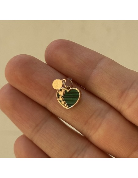 Ciondolo Oro Rosa Cuore Malachite Verde [5fce2907]
