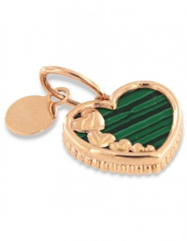 Ciondolo Oro Rosa Cuore Malachite Verde [e8d3e803]