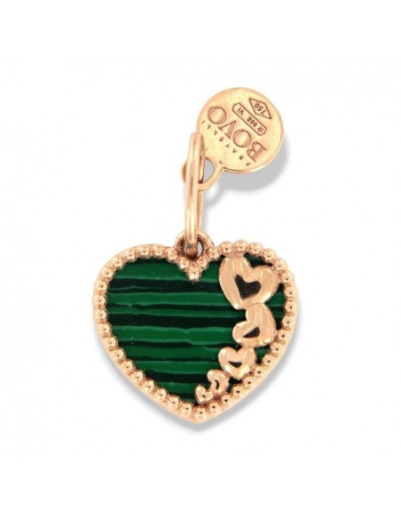 Ciondolo Oro Rosa Cuore Malachite Verde [ed83af1d]