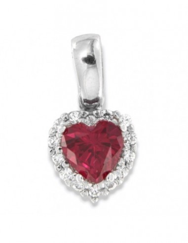 Ciondolo Oro Bianco Principessa Cuore Rosso 0,95GR [fd7be584]