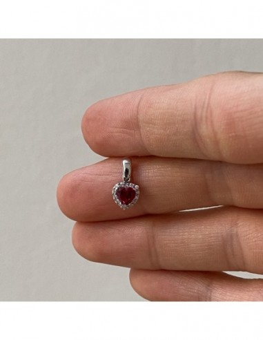 Ciondolo Oro Bianco Principessa Cuore Rosso 0,95GR [28b351a0]