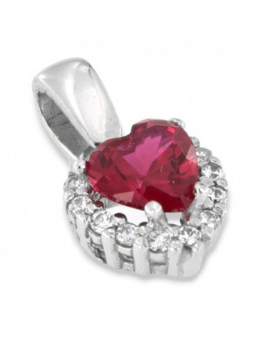 Ciondolo Oro Bianco Principessa Cuore Rosso 0,95GR [9fae90a4]