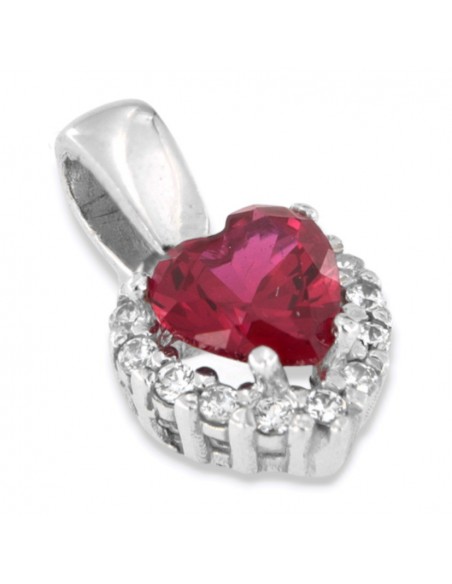 Ciondolo Oro Bianco Principessa Cuore Rosso 0,95GR [9fae90a4]