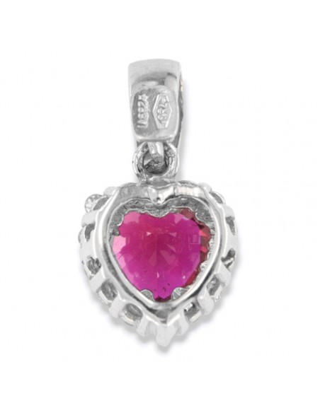 Ciondolo Oro Bianco Principessa Cuore Rosso 0,95GR [9afed7ba]