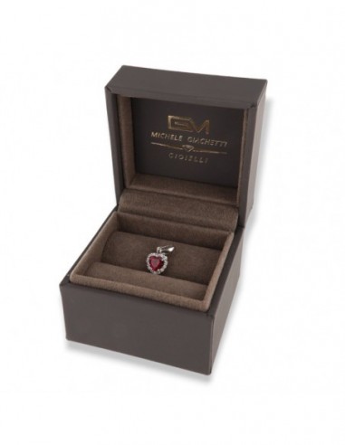 Ciondolo Oro Bianco Principessa Cuore Rosso 0,95GR [2de316be]