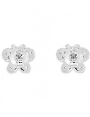 Orecchini Argento Rodiato Farfalla Zirconi Bianchi [458701b1]