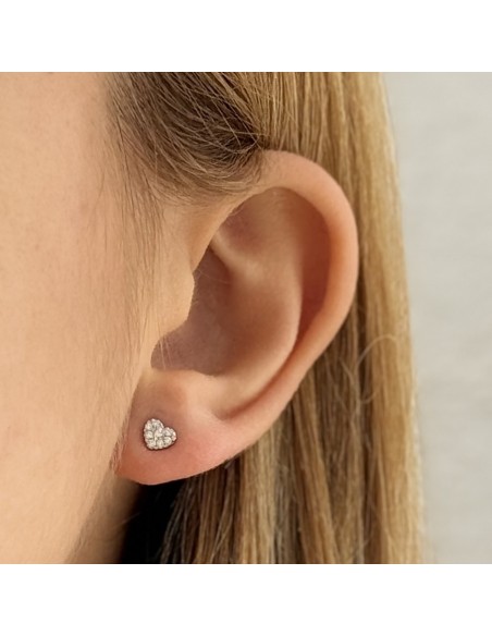 Orecchini Oro Bianco Cuore Diamanti 0,08Ct [61536aca]