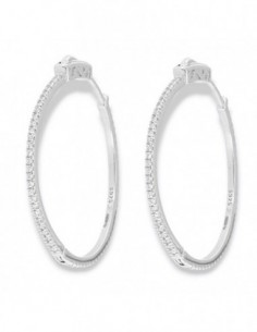 Orecchini Argento Rodiato Cerchi 32MM Zirconi Bianchi [e8d3139e]
