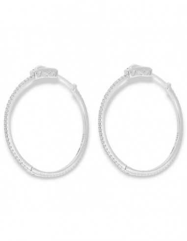 Orecchini Argento Rodiato Cerchi 32MM Zirconi Bianchi [6f0817bb]