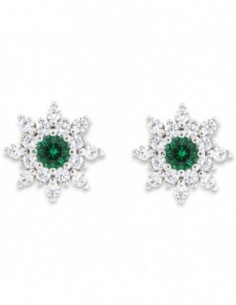 Orecchini Oro Punto Luce Fiore Zirconi Bianchi Verde [b7c76cc3]
