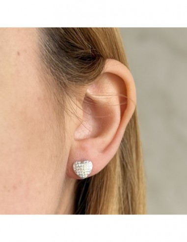 Orecchini Argento Rodiato Cuori Zirconi Bianchi [28e95cc7]