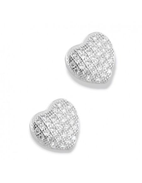 Orecchini Argento Rodiato Cuori Zirconi Bianchi [9ff49dc3]