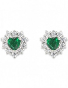 Orecchini Argento Rodiato Cuore Zirconi Verdi Bianchi [55b77ae5]