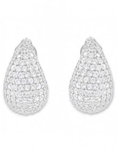 Orecchini Argento Rodiato Goccia Zirconi Pavè [eded6f02]