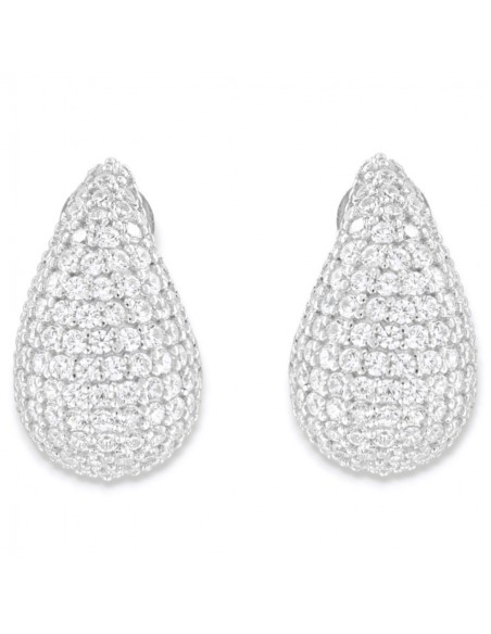 Orecchini Argento Rodiato Goccia Zirconi Pavè [eded6f02]
