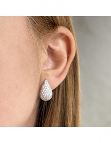 Orecchini Argento Rodiato Goccia Zirconi Pavè [2ee29d17]