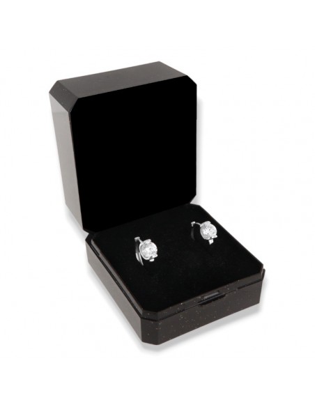 Orecchini Argento Rodiato Cerchi Punto Luce [00b06285]