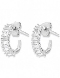Orecchini Argento Rodiato Cerchi Zirconi Baguette [c509cefc]