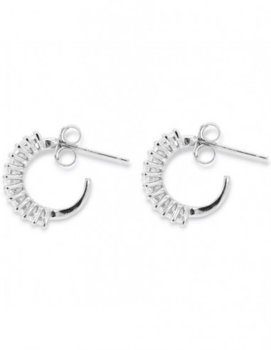 Orecchini Argento Rodiato Cerchi Zirconi Baguette [35513c9e]