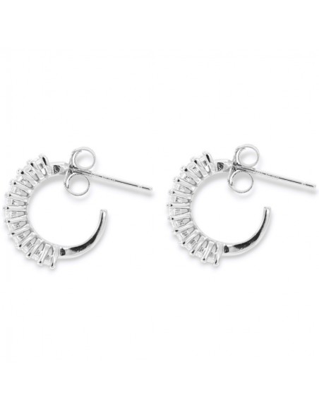Orecchini Argento Rodiato Cerchi Zirconi Baguette [35513c9e]