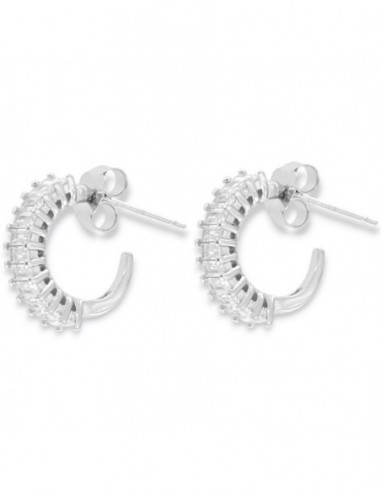 Orecchini Argento Rodiato Cerchi Zirconi Baguette [30017b80]