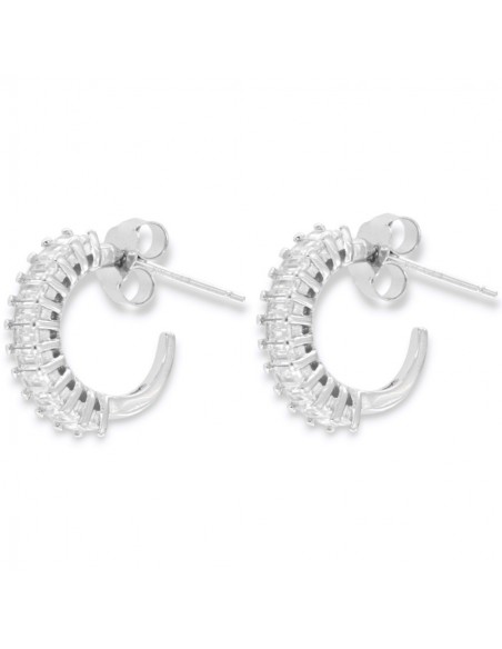 Orecchini Argento Rodiato Cerchi Zirconi Baguette [30017b80]