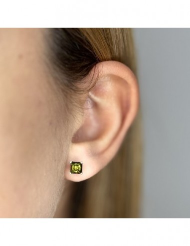 Orecchini Argento Rodiato Punto Luce Zircone Lime 5x5 [3b043a46]
