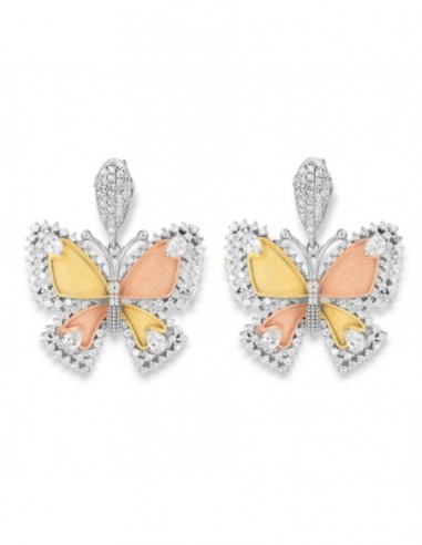 Orecchini Argento Rodiato Farfalle Zirconi Bianchi [98636917]