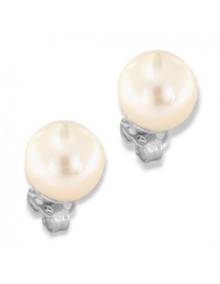 Orecchini Oro Bianco Perle Naturali Bianche 8MM [541ef422]