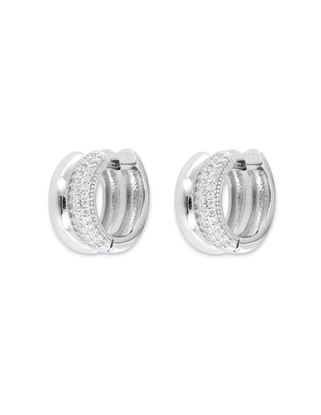 Schöner-SD Orecchini In Argento 925 Rodiato Con Zirconi E Cristalli – Grandezza 17 Mm, Chiusura A Gancio Pieghevole