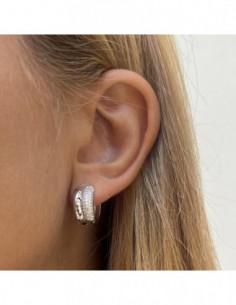 Orecchini Argento Rodiato Cerchi Spessi Zirconi Bi [a722b930] 2