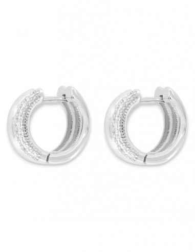 Orecchini Argento Rodiato Cerchi Spessi Zirconi Bi [fd9a4c59]