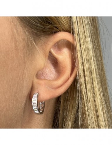 Orecchini Argento Rodiato Zirconi Baguette Cuori [cd37e73e]
