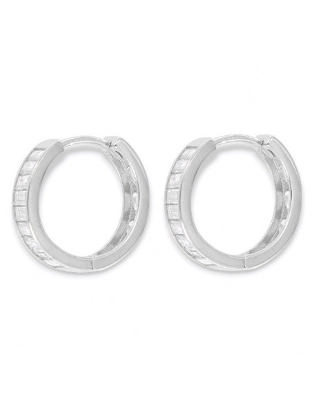 Orecchini Argento Rodiato Zirconi Baguette Cuori [7f7a6124]